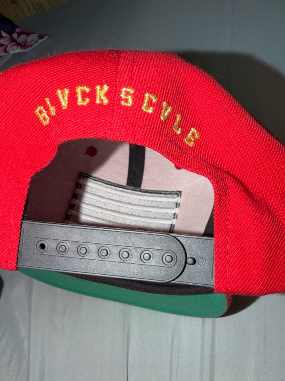 Black Scale Red Snapback Hat with Black & White Flag Patch - Picture 2 of 4